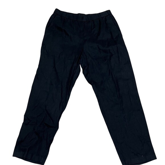 Eileen Fisher Pants Womens Size M Black High Waist Tapered Ankle Pull-On - Picture 3 of 9